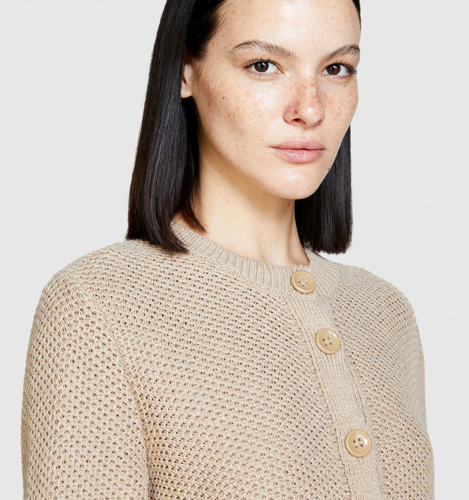 Cardigan with buttons - women's cardigans - Beige | Sisley image number 5